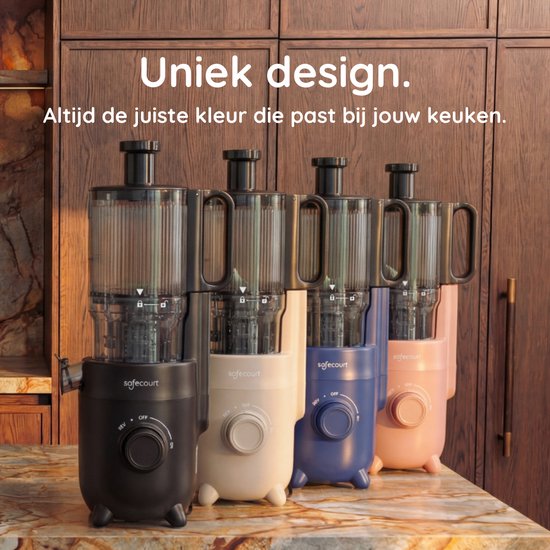 Safecourt Kitchen Slow Juicer - krachtige motor [Pre-cutter & Cold-press technologie] - eenvoudige reiniging - BPA-vrij - sapcentrifuge Roze