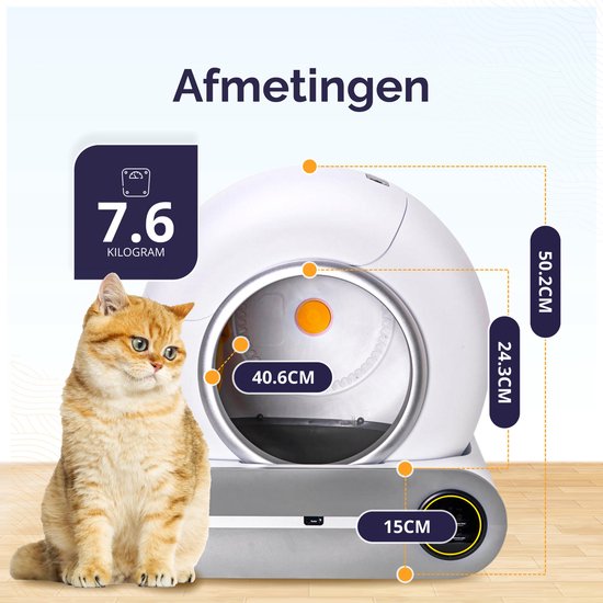 Viervoeter Automatische Kattenbak – Zelfreinigend – Bedienen via App – incl matje en 3 rollen opvangzakjes - 65L