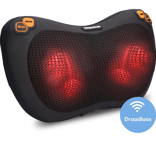 Lifeproducts Shiatsu Massagekussen Draadloos - Elektrisch Nekmassage Apparaat - Massage Apparaten - Nek en Schouder Massage Apparaat - Massageapparaten met Infrarood Verwarming