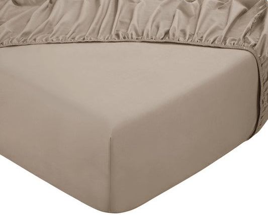 DoubleDry Hoeslaken 100% Natuurlijk Katoen - Tweepersoons 160x200 cm - Zacht & Ademend - Rondom Elastiek - Beige