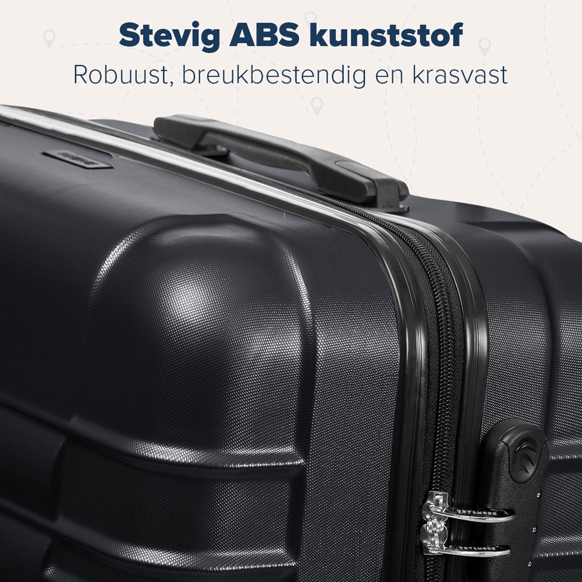 TRVLMORE Kofferset - 2 Delig - 38L Handbagage + 110L Ruimbagage - Zwart