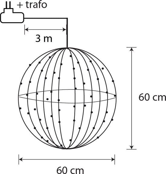 Luca Lighting Kerstverlichting Bal met Klassiek Witte LED Lampjes - Zilver - Ø60 cm