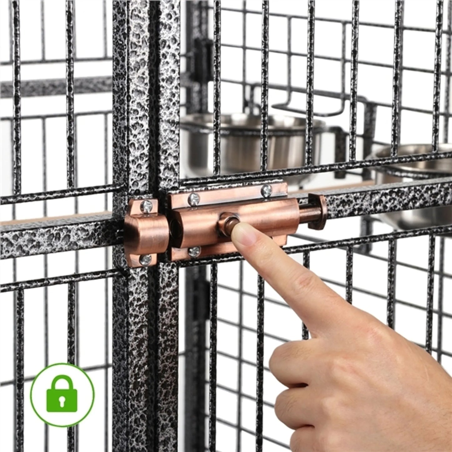 Yaheetech Vogelkooi Papegaaienkooi – 81 x 77 x 154-160 cm – Voorzien Van Openklapbaar Victoriaans Dak En Vuilopvangbak En Verrijdbaar Onderstel – Voor Papegaaien En Grote Vogels – Zwart Gehamerd Metaal