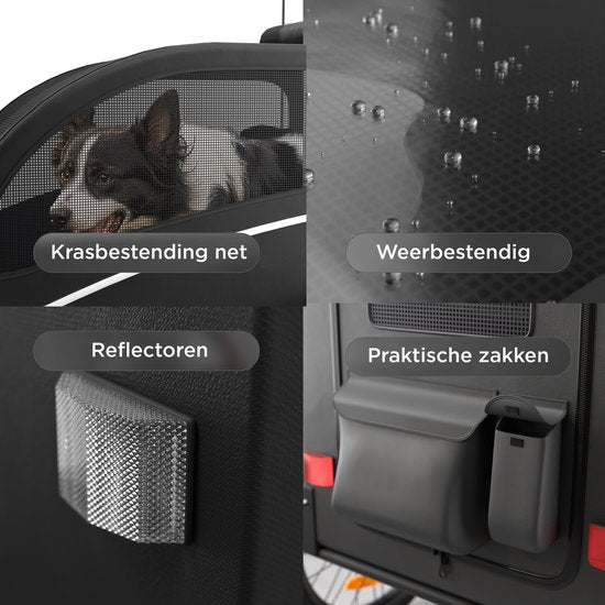 Trevopet® Hondenfietskar - Opvouwbare Fietskar Hond - Hondenkar - Geschikt voor E-Bikes - Tot 40 kg - Voor Middelgrote & Grote Honden - Zwart