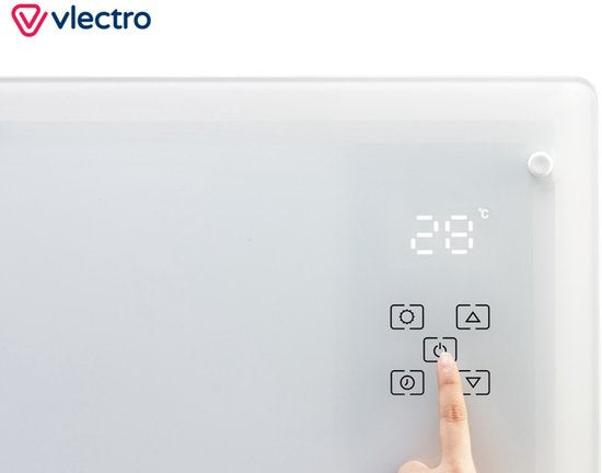 Vlectro - Elektrische Kachel & Convector Kachel - 2000W - LED Display & Afstandsbediening - Wit Metaal & Kunststof - Muurmontage & Vrijstaand - Energiezuinig met Thermostaat