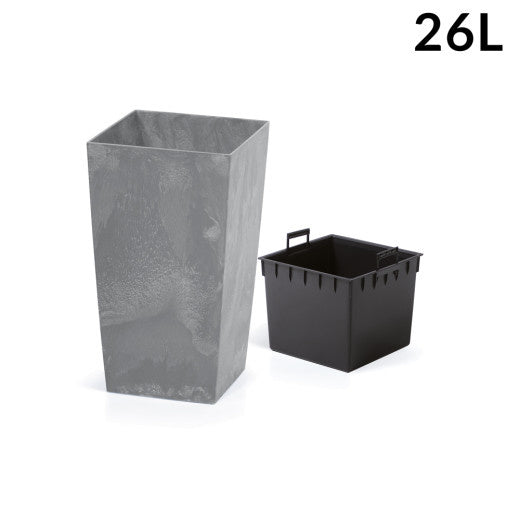 Prosperplast Bloempot Beton Design 26L Antraciet, 26,5 x 26,5 x 50 cm