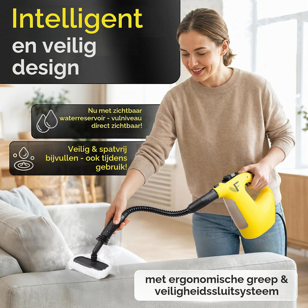 Neighbour's Friend Handstoomreiniger - Stoom tot 135 °C - Waterreservoir van 450 ml - Compact en Licht - Schoonmaken zonder Chemicaliën