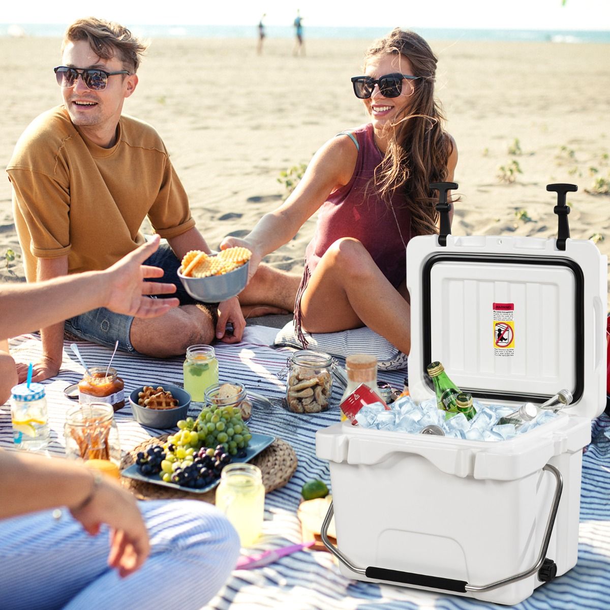 Coast Koelbox - 15 liter - met handvat en aftapplug - 2 bekerhouders - wit