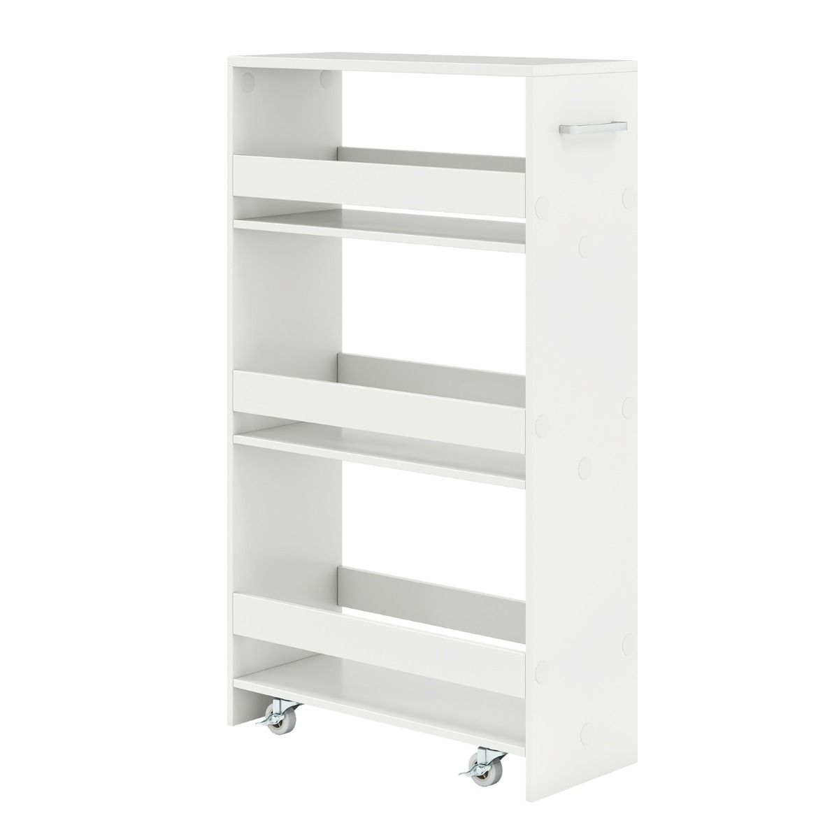 Coast Keukentrolley - smal nissenrek op wielen - 4 verdiepingen - wit - 47,5 x 20 x 80,5 cm