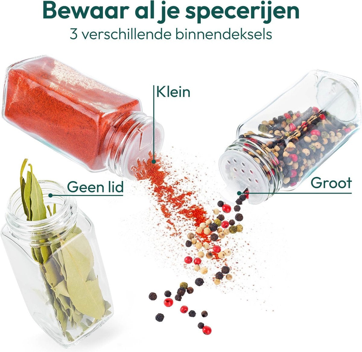 Gadgy Kruidenrek met 18 Glazen Kruidenpotjes met Strooideksel - incl. Labels en Marker - Bamboe - Hout - 43 x 18cm