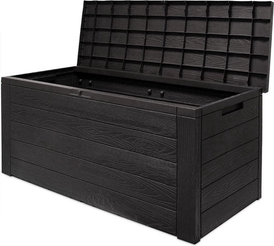 Woody Tuin Opbergbox - 324 liter 45x120x60 cm - Tuinkussenbox - Antraciet/bruin