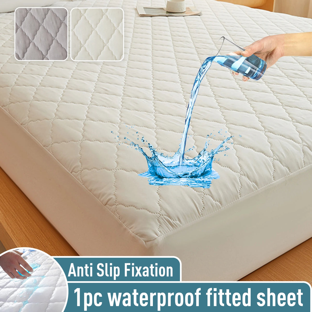 LeBonsoir Waterdichte Matrasbeschermer 150 x 200 cm - Hoeslaken tot 30 cm Hoekhoogte - Gewatteerd en Ademend - Wit