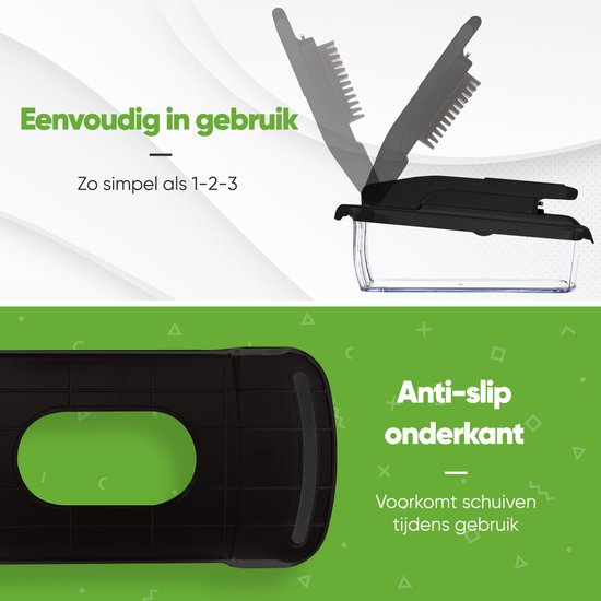 Stosh Mandoline - Groentesnijder - Uiensnijder - Spiraalsnijder - 7 Delig - BPA vrij - Zwart