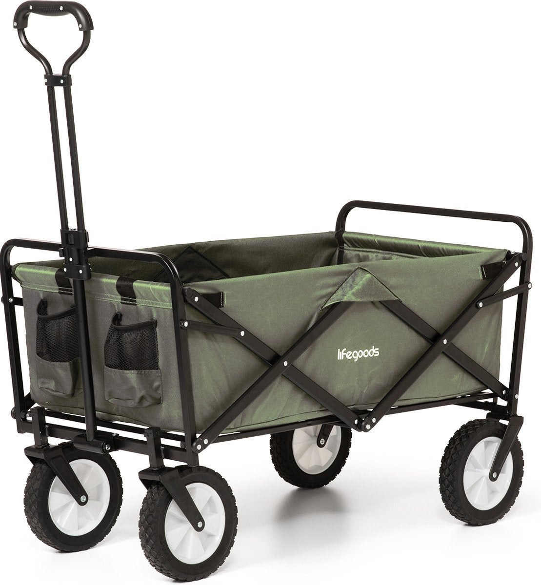 LifeGoods Bolderkar - Opvouwbaar - Draaibare wielen - 2 Standen - 70KG Draagkracht - Groen