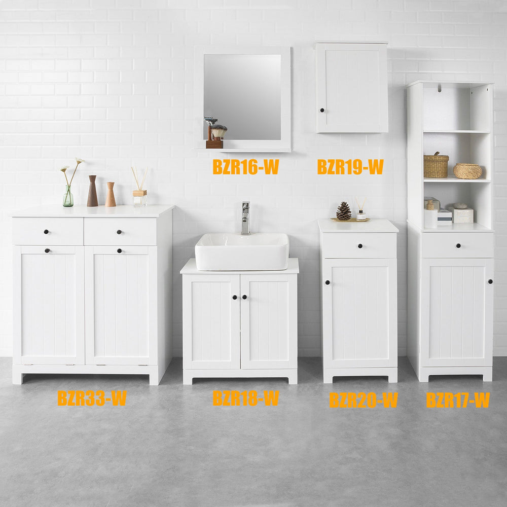 SoBuy BZR33-W Badkamerkast - Met 2 Wasmanden - Met 2 Laden - Wit - 78x90x38 cm