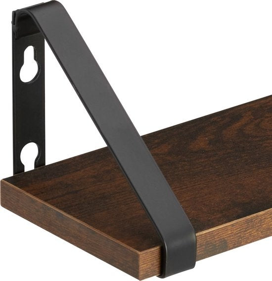 tectake® - 3 Wandplanken Cowell industrieel donkerbruin - 404429
