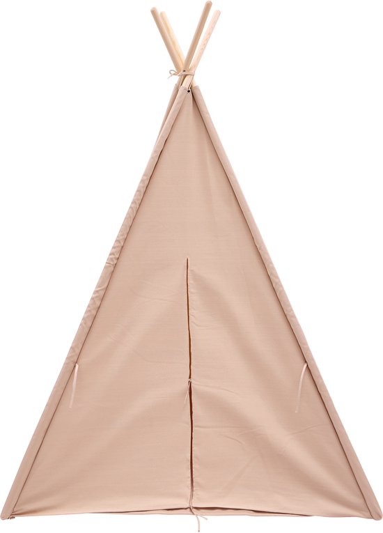 Sunny Vera Tipi Tent Sandy Beige voor kinderen – Wigwam Speeltent met raam van katoen – Tipi tent kinderen met Vloermat – 110x110x160cm – Stokken van hout