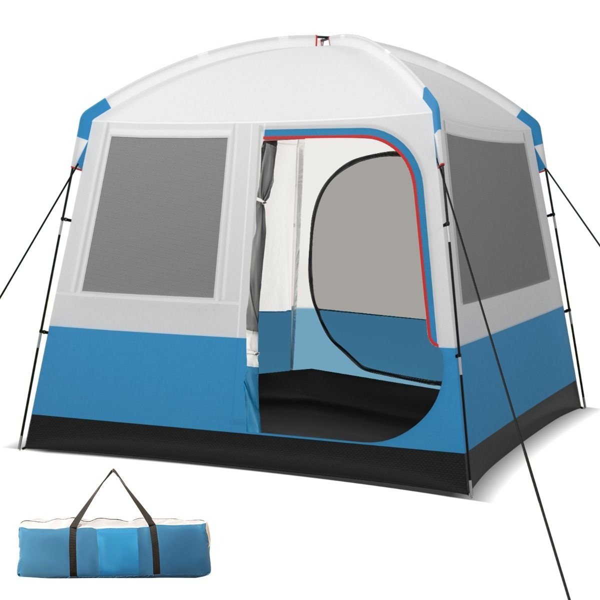 Coast Campingtent voor 5 Personen - Grote Netdeur en Grondzeil - Waterdicht - 248 x 248 x 230 cm - Blauw/Wit