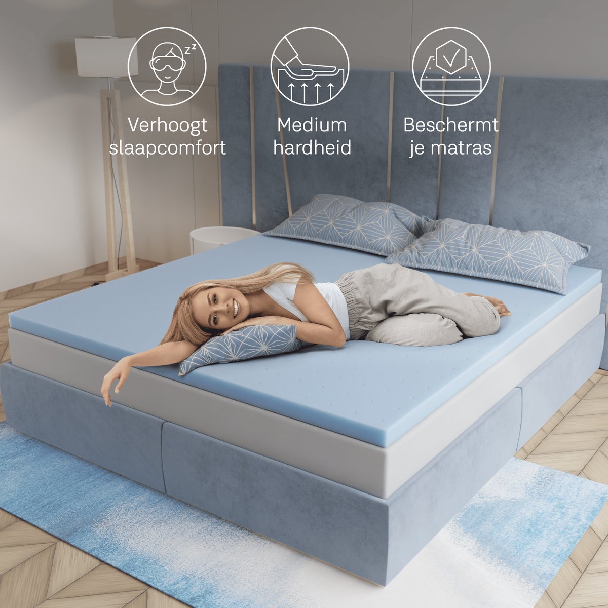 CozySense® Traagschuim Topper 120x200 - Matras Topper met Open Luchtkanalen voor Ademend Comfort - Gel-Geïnfuseerd - CertiPUR-US® - Medium - 6 cm