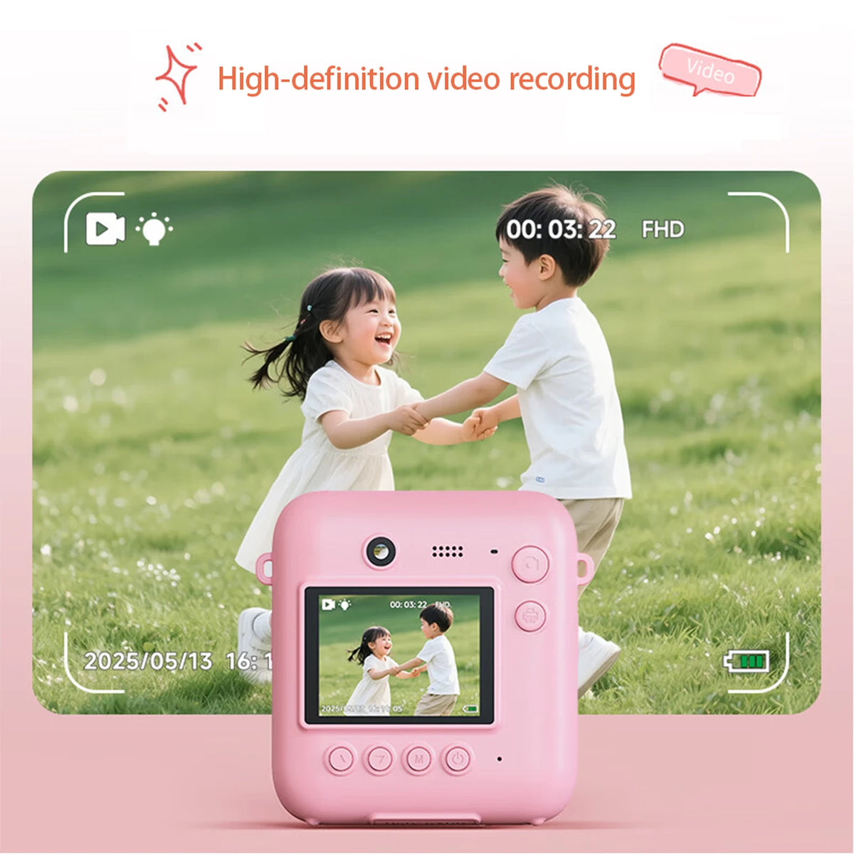 Songdian Instant Camera voor Kinderen - Direct Printen - Roze