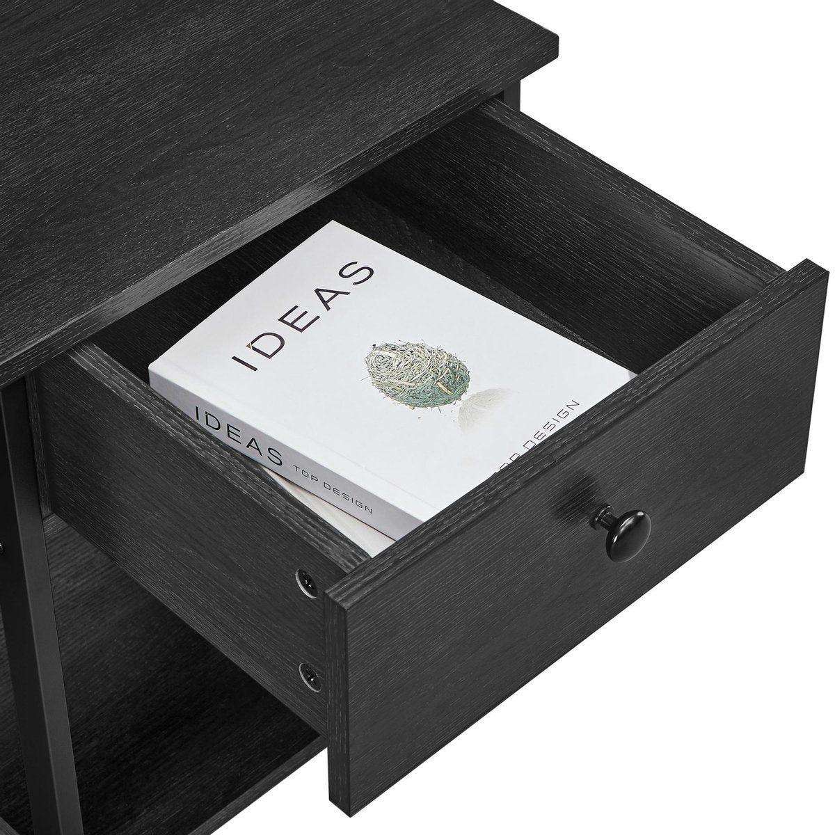 O'DADDY® Nachtkastjes industrieel - bijzettafel - nachtkastje met lade - 40 x 40 x 55 cm - zwart / donkergrijs