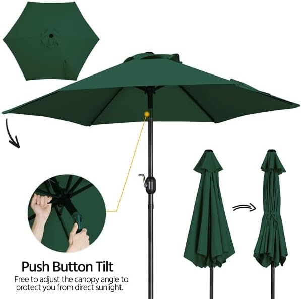 Yaheetech Tuinparasol 222,5 cm - Kantelbaar - Met Zwengel - Polyester - Waterdicht