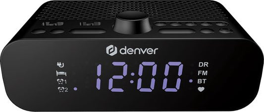 Denver Wekkerradio DAB met Bluetooth - Digitale Wekker - Opladen via USB-C - FM Radio - Dual Alarm - CRD515