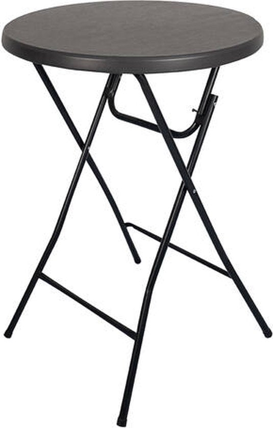 BRASQ Statafel Zwart ø80 x 110 cm - Bartafel - Vouwtafel - Inklapbaar van kunststof en metaal voor binnen en buiten