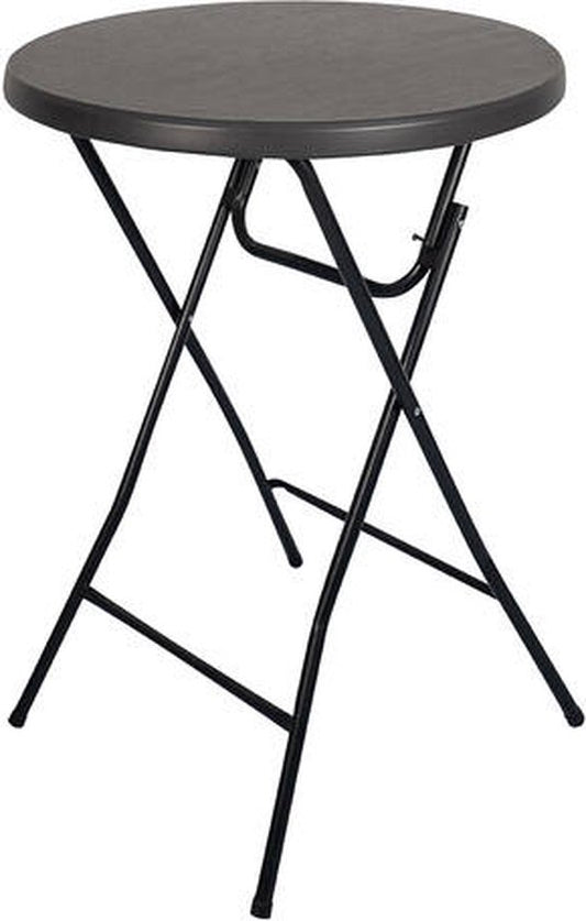BRASQ Statafel Zwart ø80 x 110 cm - Bartafel - Vouwtafel - Inklapbaar van kunststof en metaal voor binnen en buiten