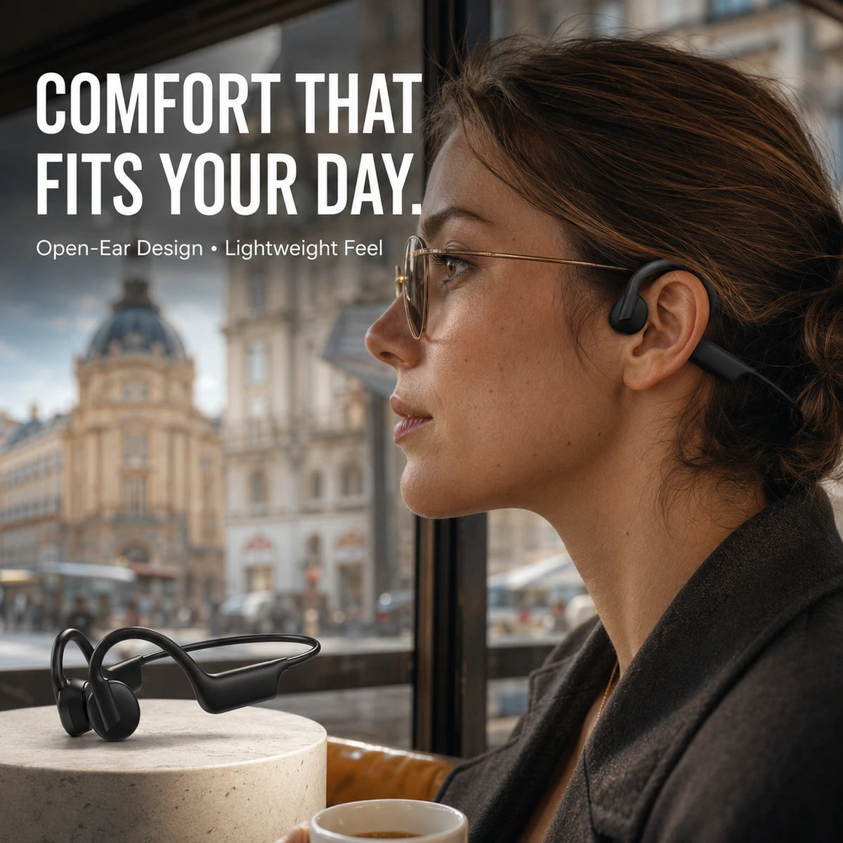 Verbex K08 Bone Conduction Oordopjes - Bluetooth - Open-Ear - Zwart - Sport - Handsfree Bellen