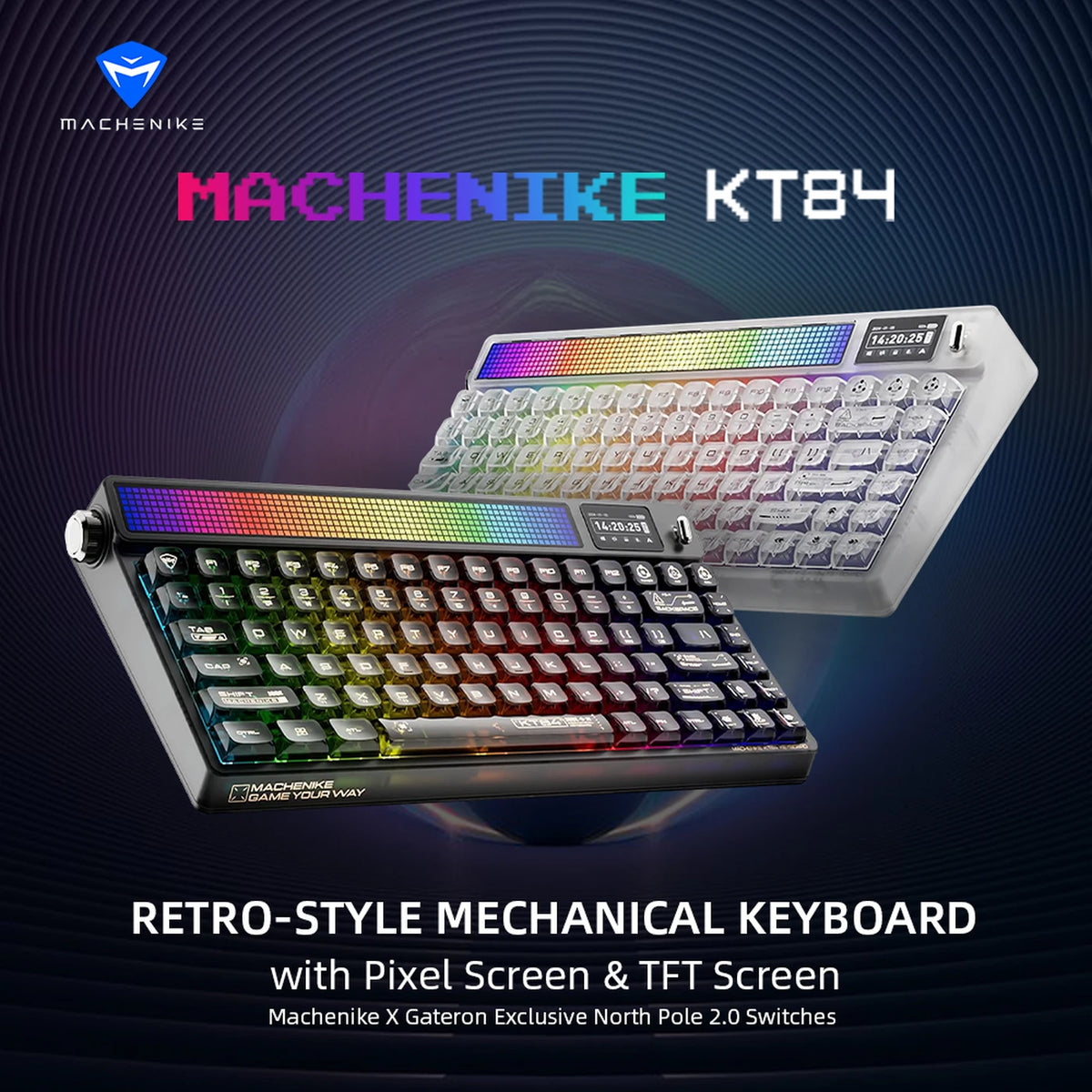 Machenike KT84-B84W 75% Mechanisch Toetsenbord - Wit - Gateron Yellow, RGB, Tri-Mode