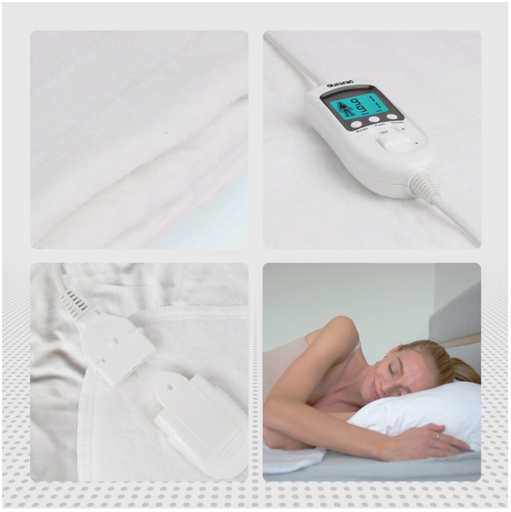 Auronic - Elektrische Onderdeken Luxe - 150x80 cm - Wit Polyester - 9 Warmtestanden & Apart Instelbare Voetzone - Timer & Oververhittingsbeveiliging - Wasbaar