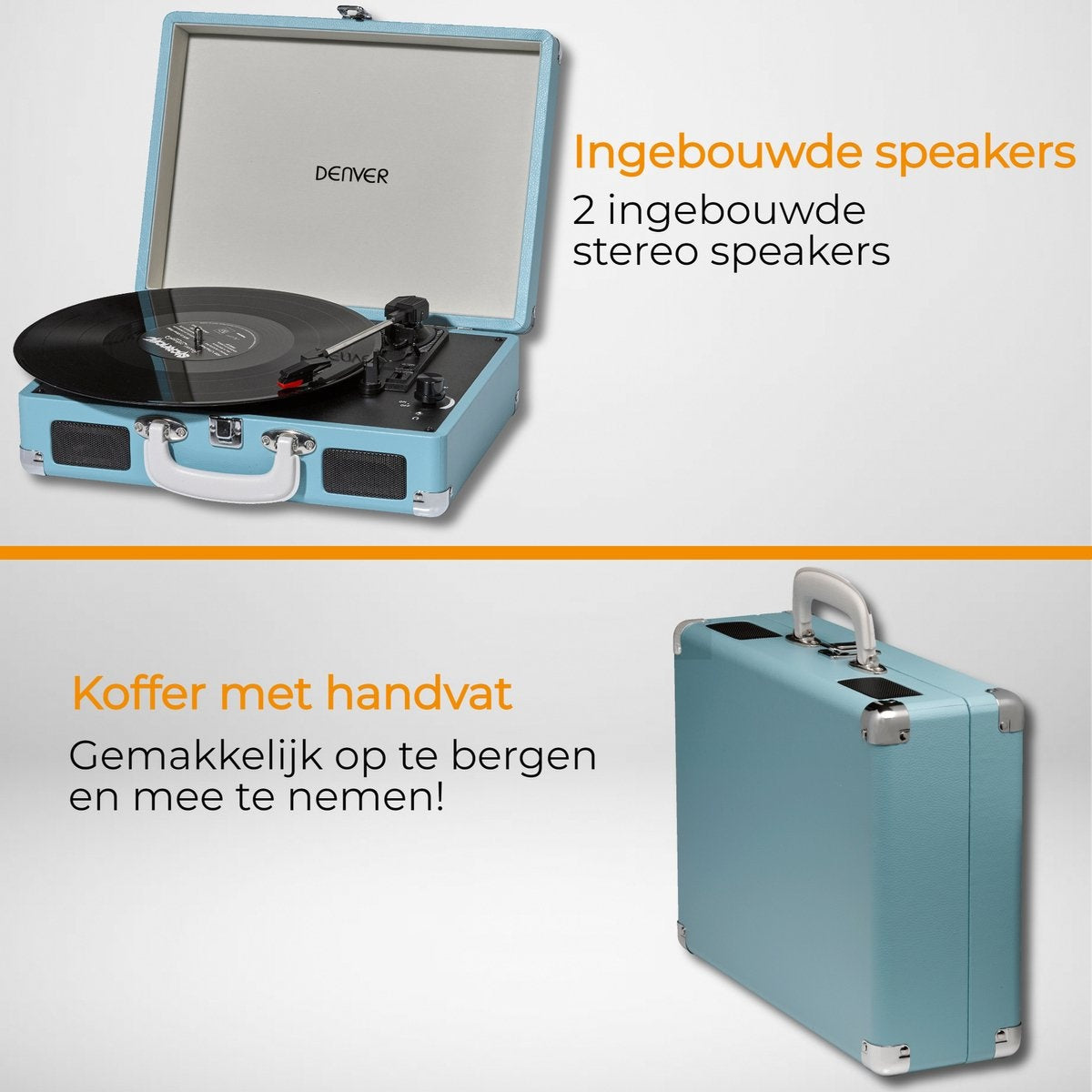 Denver Platenspeler - Ingebouwde Speakers - Incl. PC Software - Auto-stop - Retro - VPL120 - Blauw