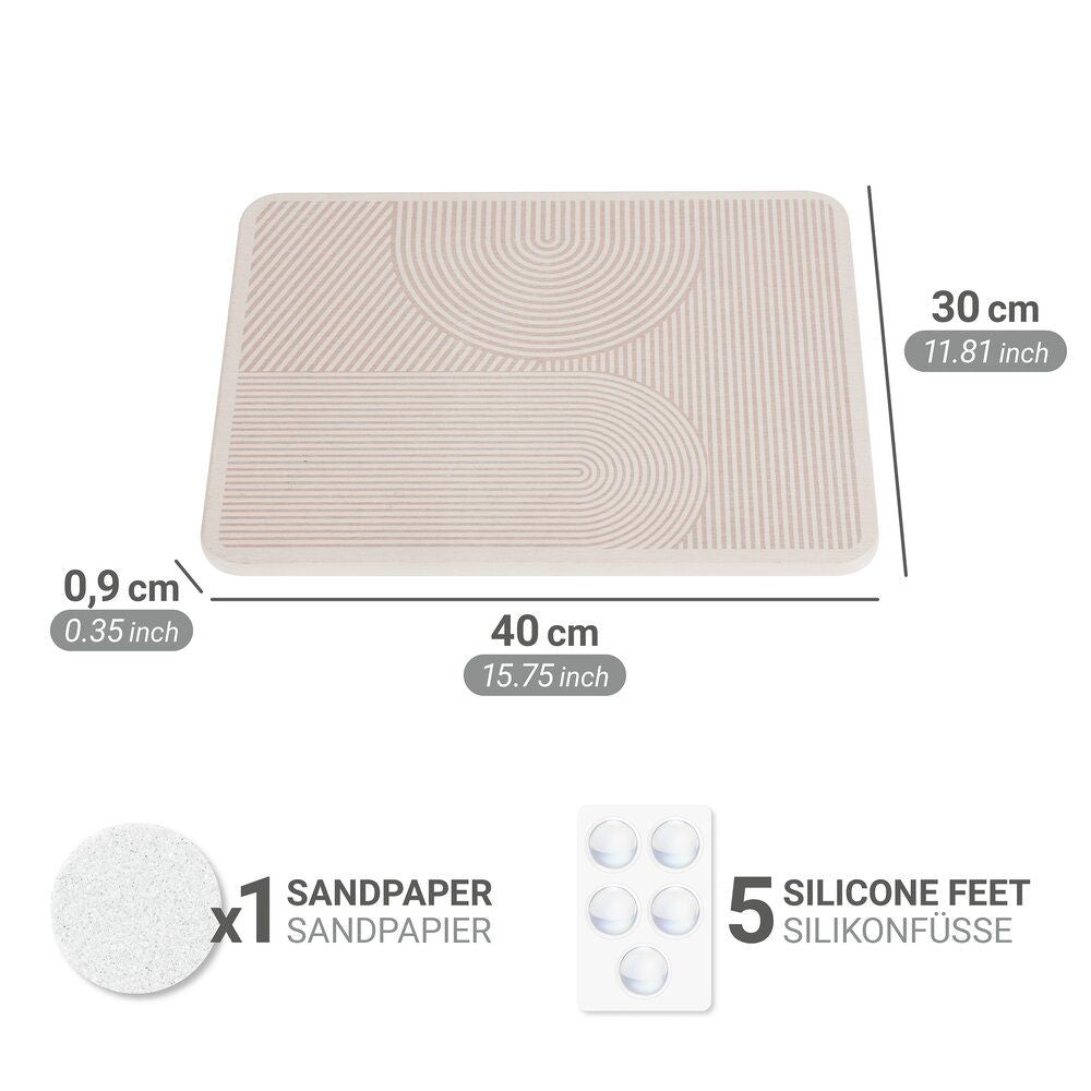 WENKO Damon Afdruipmat Beige - 40 x 30 cm - Diatomiet - Snel Drogend