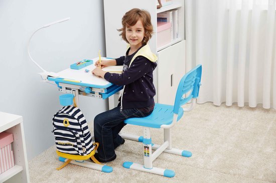 Kinderbureau met bureaustoel ergonomisch in hoogte verstelbaar - tekentafel - schooltafel