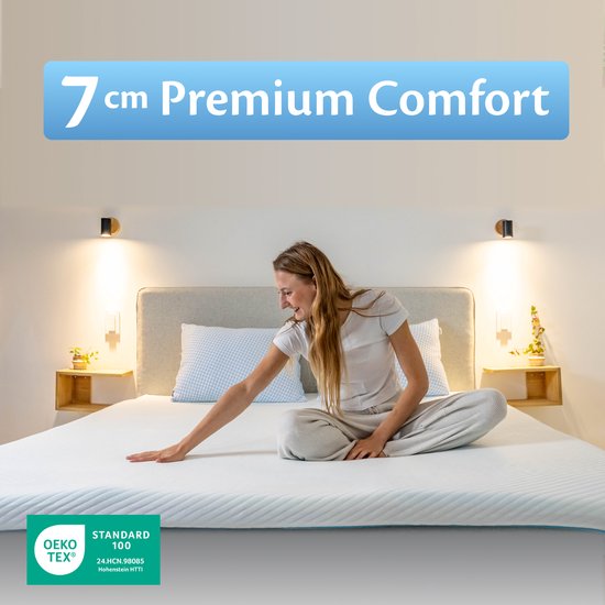 Ella Topper Matras 80x200 cm - 7CM Topdekmatras - Matrastopper Gel Infused Traagschuim & Aircell-schuim - Medium Hardheid