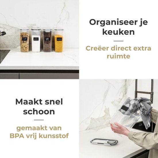 Stosh Voorraadpotten - Voorraadbussen - Luchtdicht - 4 Stuks - 4.0L - BPA-vrij - Kunststof