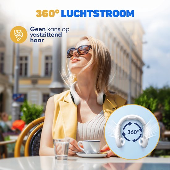 Vulpes Goods® Tech - Nek Ventilator met Koelelement - Oplaadbaar & Geruisloos - Draagbare Gezichtsventilator - 3 Standen met Extra Koeling - ELITE Versie
