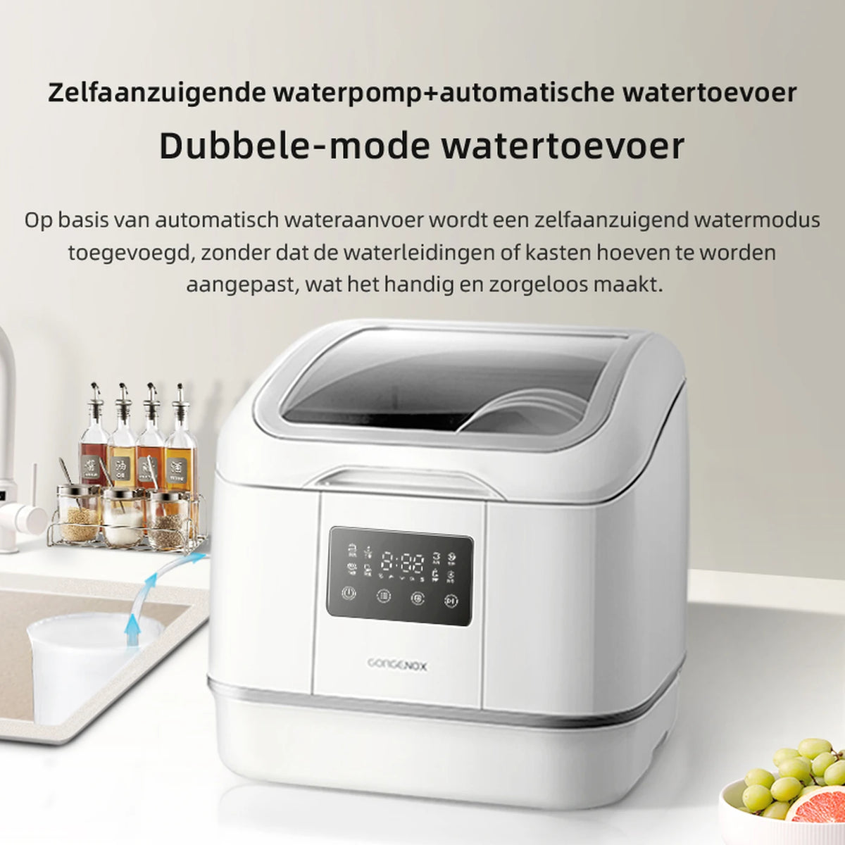 GORGENOX Tafelmodel Vaatwasser DW4-D30A - Wit - 42x43x43cm - 8 Programma's