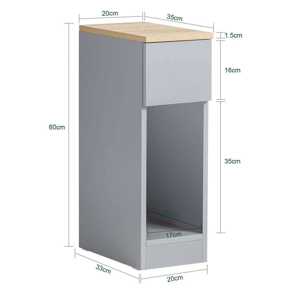 SoBuy Nachtkastjes - Bijzetkastjes - 1 uitschuifbare lade -Max. 20KG - 20 x 35 x 60 cm - Grijs