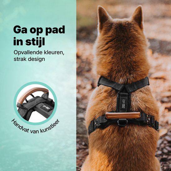 Jake en Jacky Hondentuigje Grote Honden - Anti-Trek Tuig - Y Tuig Hond - Hondenharnas - Zwart - Maat XL