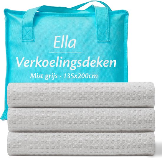EL-Life Koeldeken 135x200 cm - 100% Bio-Tencel - Zelfkoelende deken - Cooling blanket - Zomerdekbed - Zomerdeken - Mistig grijs