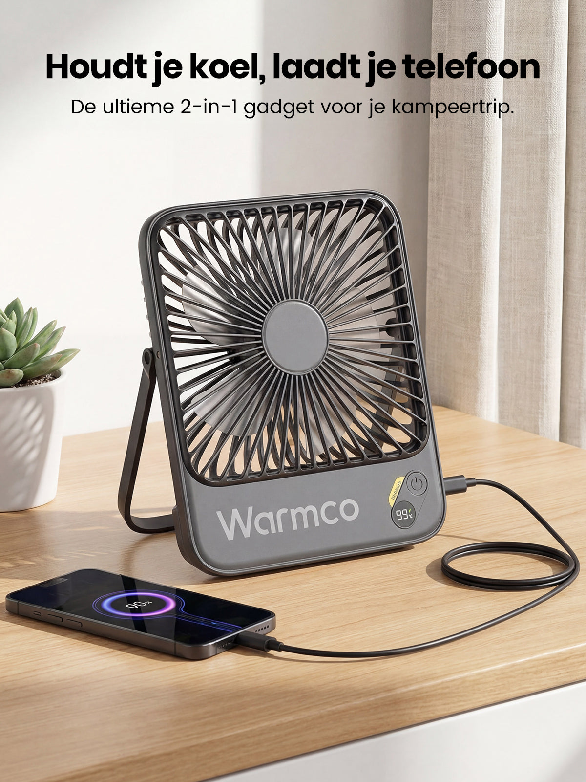 Warmco D3 draagbare ventilator - 7 inch - 10000 mAh