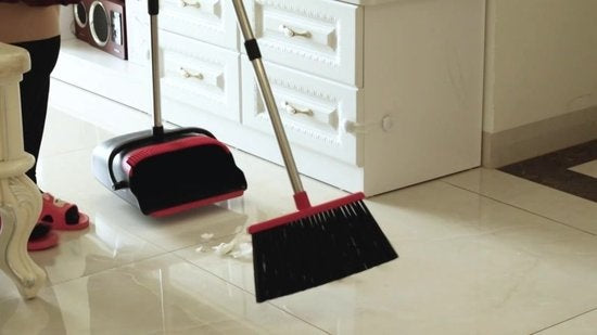 Strex Stoffer en Blik met Lange Steel - Verstelbaar 87-127cm - Ingebouwde Schoonmaaktanden