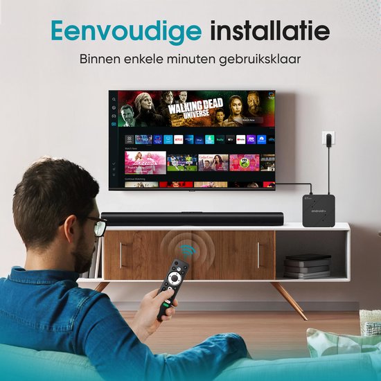 Tibagoods Mediaplayer - Android TV Box 4K HDR - Geschikt voor chromecast streaming - Mediabox - Tv Dongel - Streaming box met wifi - Creëer je SMART TV - Geschikt voor alle soorten streaming apps