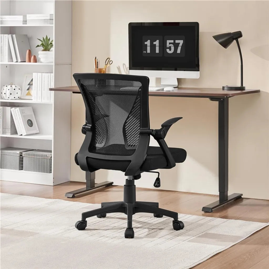 Yaheetech Ergonomische Bureaustoel met Verstelbare Armleuningen, tot 136 kg, Zwart