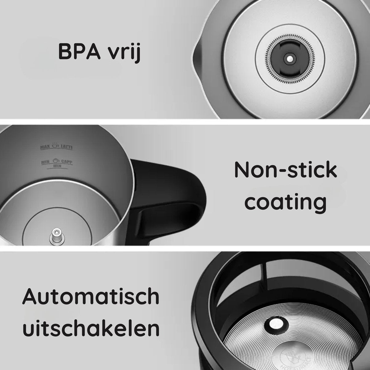 Safecourt Kitchen - Melkopschuimer digitaal - Uitneembare kan - 4-in-1 - BPA-vrij - Zwart - 400 ML