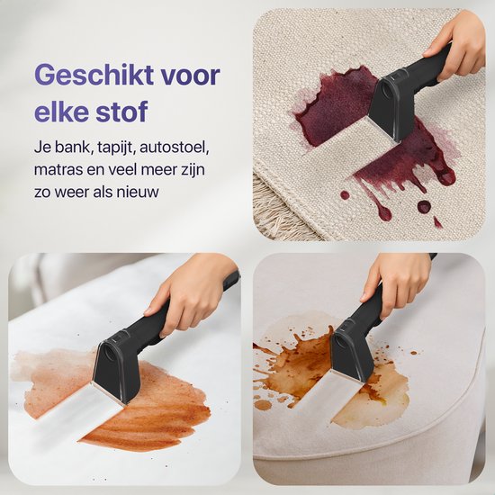 LUMAN 4-in-1 Tapijtreiniger – Zelfreinigend – Voor Bank, Vloer & Auto – 4 Borstels – Incl. Schoonmaakmiddel