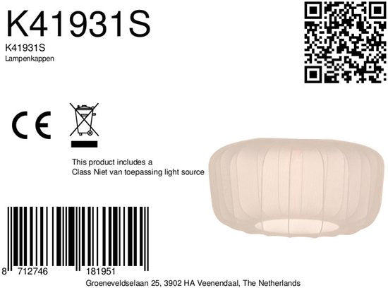 Lampenkap K41931S Ø60 cm - Beige Crème Textiel - Handgemaakt Design - Anne Light Home
