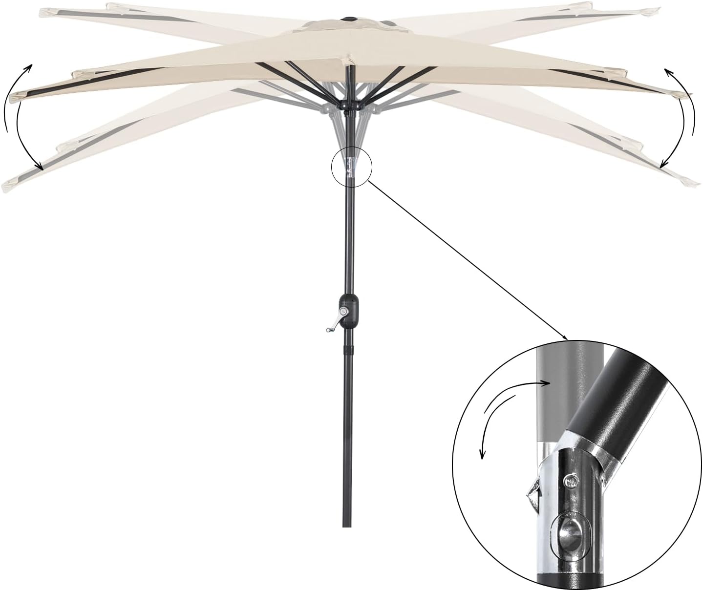Angel Living Balkonparasol - Halfrond - 265 x 130 cm - Beige